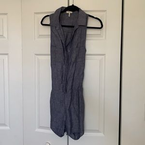 Open Back Lightweight Denim Fabric Joie Romper